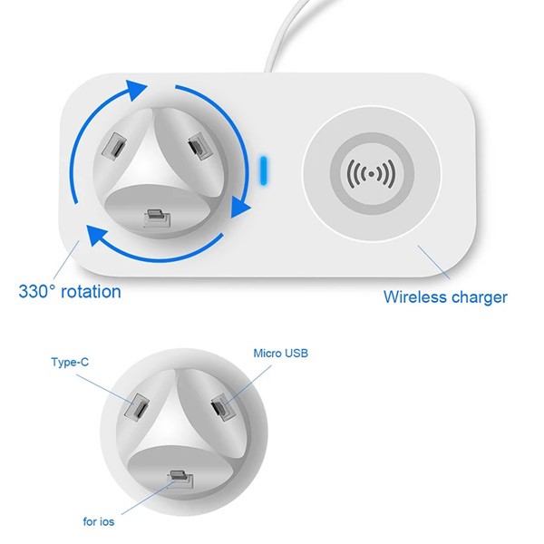 3 in 1 Fast Wireless Charging Dock  for iPhone Samsung and All Other QI Enabled Devices -4369