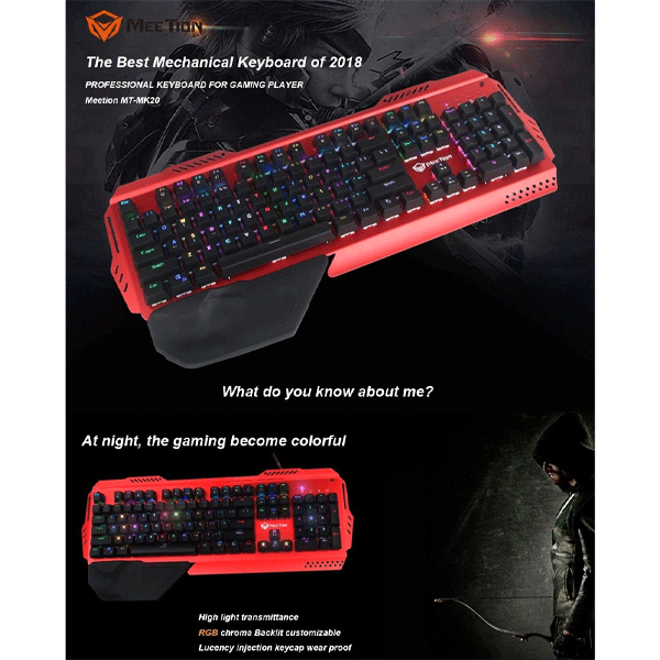 Meetion MT-MK20 Mechanical Keyboard Red-9768