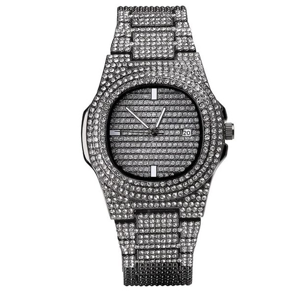 Shop Signature Collections Luxury Style Statement Iced Out Bling Quartz Watch Black at best price GoshopperQa c157297d1a1ff043255bfb18530caaa2