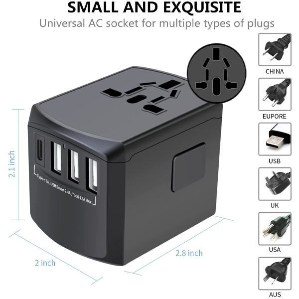 Traveling Abroad Charging Adapter 4 USB+2 Type C-7591