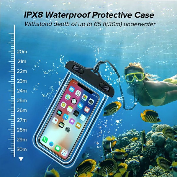 GO LIFE Top Selling IP68 Waterproof Under Water Mobile Phone Touchscreen Transparent Pouch With Tag-4974