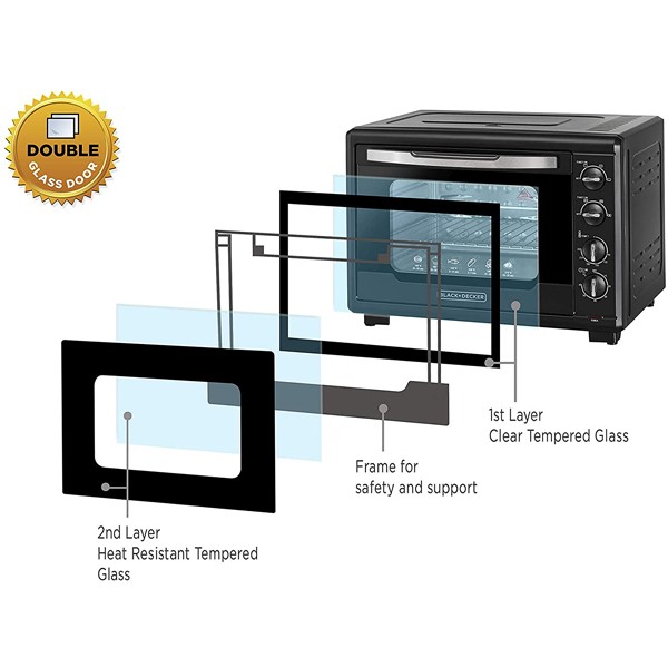 55L Toaster Oven with Double Glass and Rotisserie