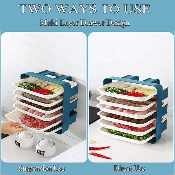 Wall Mounted Kitchen Side Dish 6 Layers Blue-8160