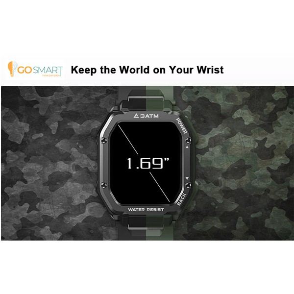 GO SMART RUF N TUF 3ATM WATERPROOF MILITARY RUGGED SMART WATCH MILITARY GREEN-5187