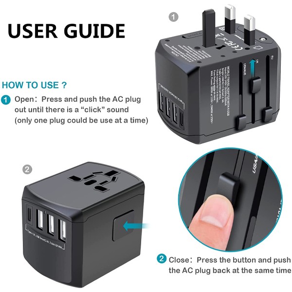 Traveling Abroad Charging Adapter 4 USB+2 Type C-7590