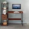 Computer Desk with Side Shelf Brown GM549-5-br01