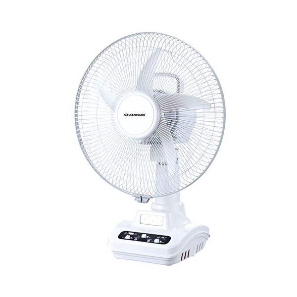 Olsenmark OMF1746 12 Inch Rechargeable Oscillating Fan, White