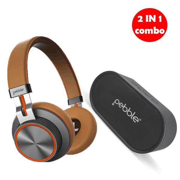 2 IN 1 Pebbles Combo- Pebbles Heavy Bass Portable Bluetooth Speaker And Pebbles Zest Pro Bluetooth Headphones