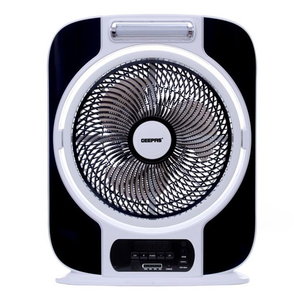 Geepas GF989 12-inch Rechargeable Fan with LED Light