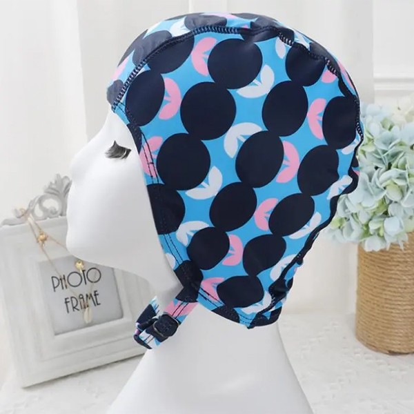 Adult Swimming Cap With Lanyard Blue