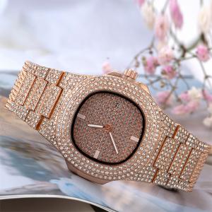 Signature Collections Luxury Style Statement Iced Out Bling Quartz Watch, Rose Gold-HV