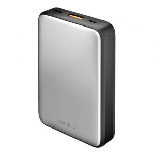 Energea CP-AM1201-SIL Compac Alumini USB-C PD Aluminum Power Bank Smart Fast Charge 4.0 10000mah Li-poly Silver-HV