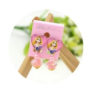 Childrens Cartoon Pierced Earrings Long Hair Princess-HV