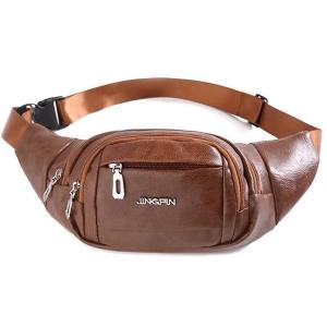 Waist Bag Elegant Style Travel Pouch Passport Holder with Adjustable For Men Coffee -HV