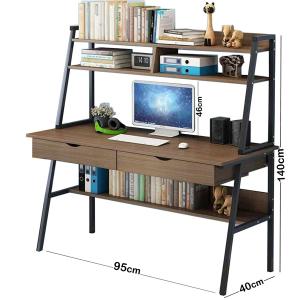 Strong Computer Desk With 3 Shelfs Brown GM549-3-br-HV