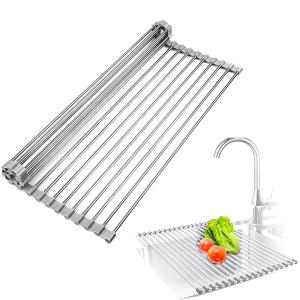 Roll up Silicon and Stainless Steel Folding Kitchen Rack For Saving Space -HV