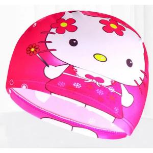 Children Cartoon Swimming Cap Rose Red Kitty Cat-HV