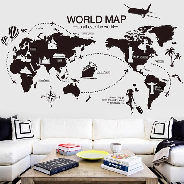 Travel the World Map Vinyl Wall Stickers