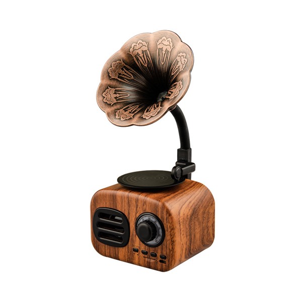 Mini Portable Wireless Audio Wood Speaker Retro Large Volume Gramophone 