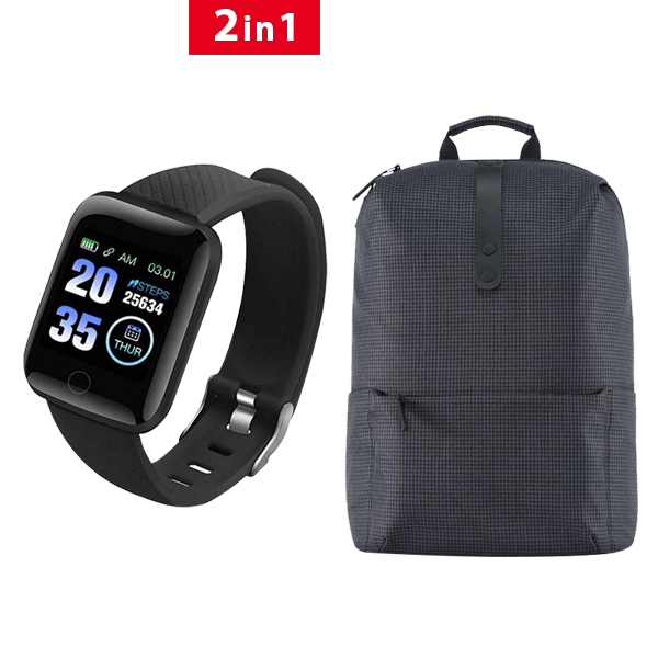 2 IN 1 Combo Xiaomi Mi Casual Daypack, Black With Smart Bracelet