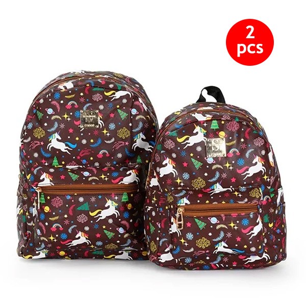 2 IN 1 Combo 10-Inch And 13-Inch Okko Mochila Backpack GH-179- Brown