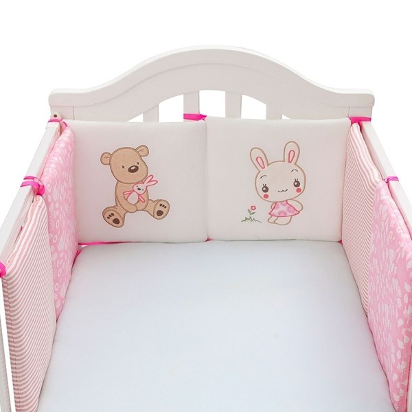 6pcs Baby Crib Bumper for Bed Pink GM293-p