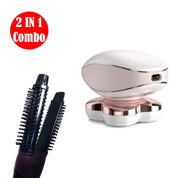 2 IN 1 Combo Finishing Touch Flawless Hair Remover And In Style Hair Styling Brush
