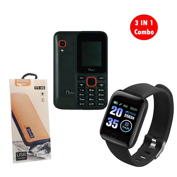 3 IN 1 Combo Smart Bracelet With NUU F2 Mobile Handset And Power Bank YT-06