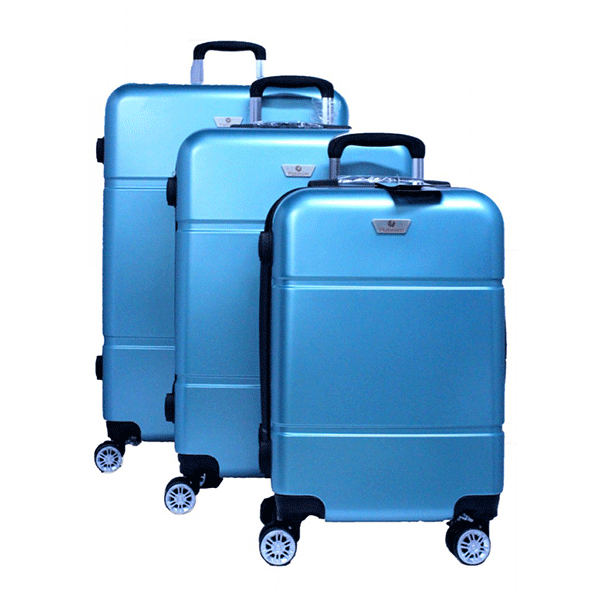 Platinum RA8729 4 Wheels Unbreakable Hard Travel Trolley Bag 3 Set, Blue