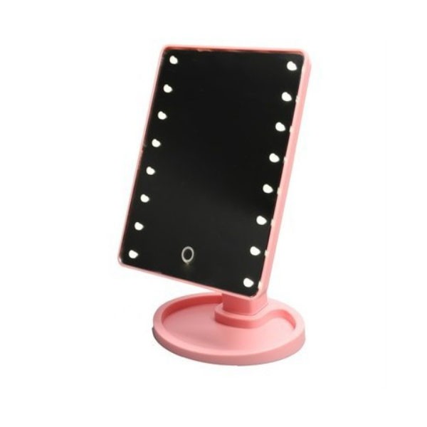 Touch Screen Make Up LED Mirror 360 Degree Rotation, Pink 