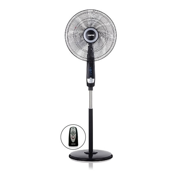 Geepas GF9489 16-Inch Stand Fan With Remote Control, 3 Speed Options, 5 Leaf Blade