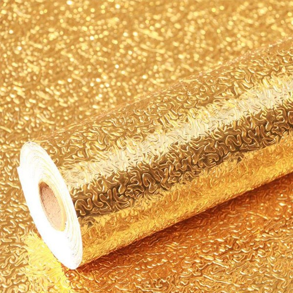 5 M Self Adhesive Kitchen Use Waterproof And Oil Proof Aluminium Foil Wrapping Paper Gold 