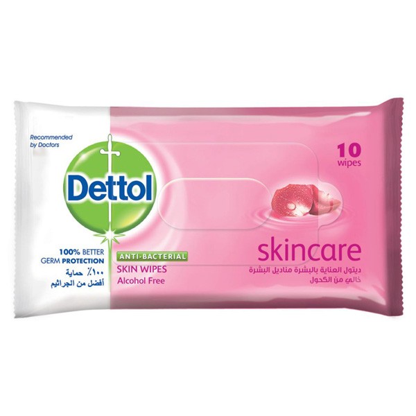 Dettol Anti Bacterial Skin Wipes Skin Care, 10 Counts