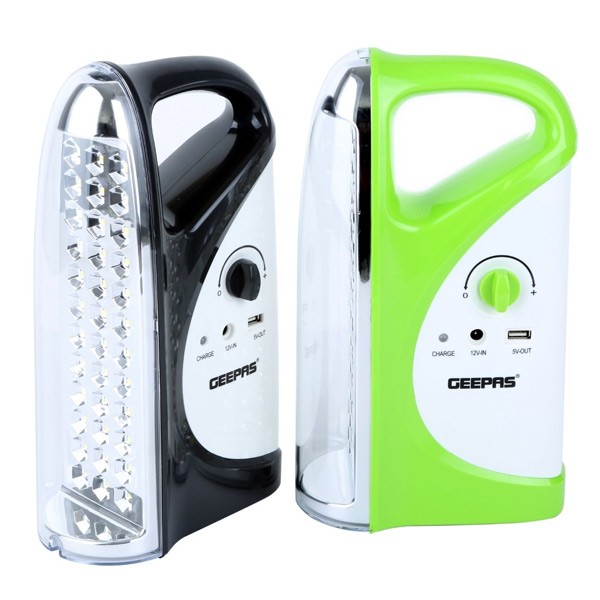 Geepas GE5559 2 IN 1 Rechargeable LED Emergency Lantern with USB Mobile Charging Output