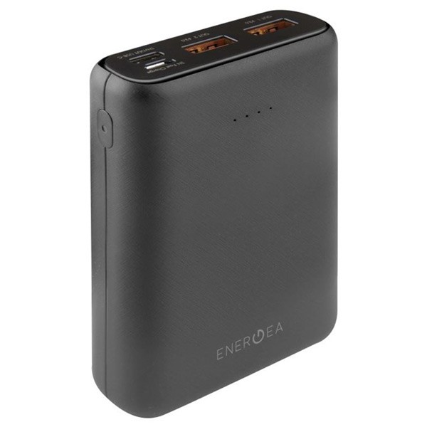 Energea Compac CPPQ1201-BLK USB-c PD 10000mah Power Bank Smart Fast Charge Black