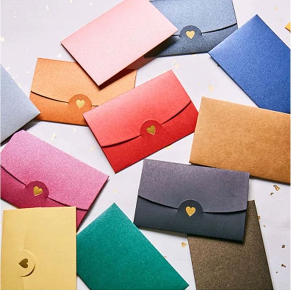 Colorful Heart Pearl Paper Envelopes for Party Invitations (10PCs/set 7*10.5CM)