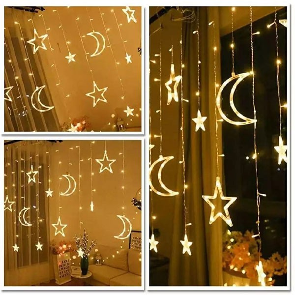 LED Star Moon Hanging Light 3.5 Meter Warm White