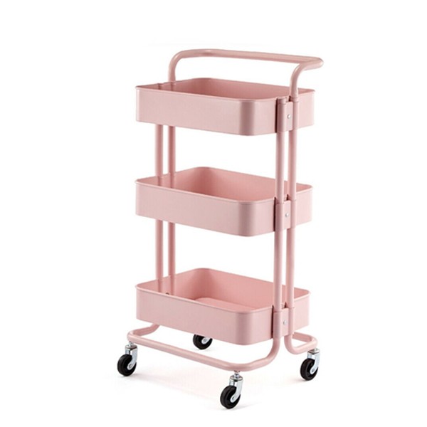 Easy Storage 3 Tier Rolling Trolley Pink GM539-10-p