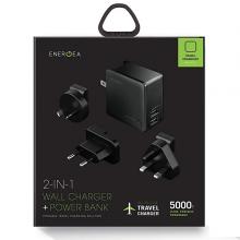 Energea CHR-TWP-5K34 Travelworld Power Bank  5000mAh, 2 USB Wall Charger 3.4A  Gunmetal-LSP