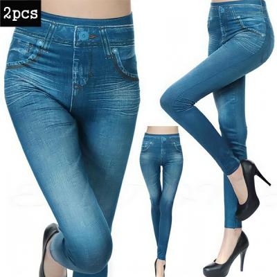 Hot Selling Denim Textured Leggings 2 pcs03