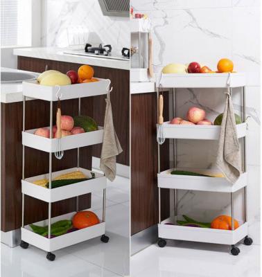 Trolley Storage rack-Narrow [3 layers]+[free 4 rounds + hook]white-40*13*62cm-LSP